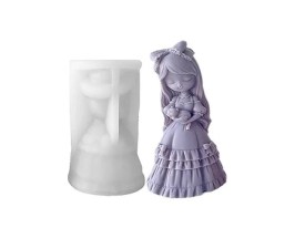 Molde silicona nena con moño y gato